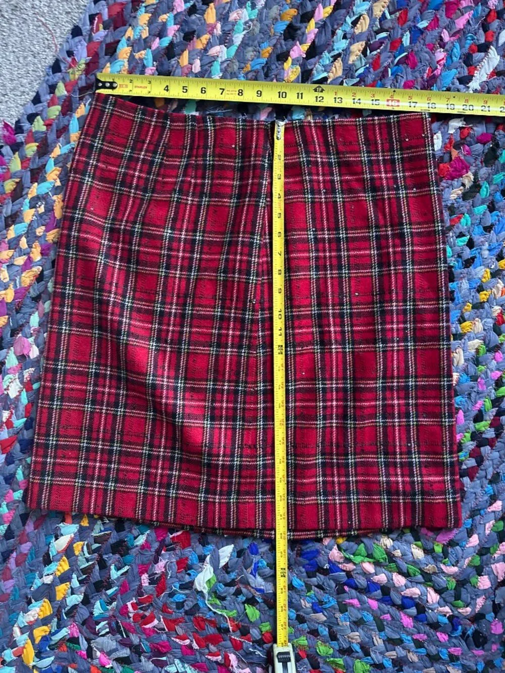 Talbots Red Tartan Plaid Skirt W/ Sequins Womens Size 14 Academia Holiday Preppy